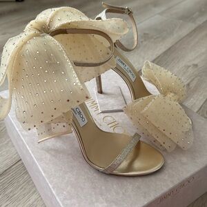 Jimmy Choo Aveline 100 platinum live/ivory heel